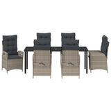 Set da Pranzo per Giardino 7 pcs Grigio chiaro polyrattan