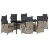 Set da Pranzo per Giardino 7 pcs Grigio chiaro polyrattan