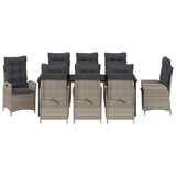 Set da Pranzo per Giardino 9 pcs Grigio chiaro polyrattan