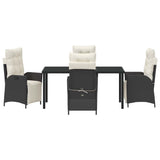 Set da Pranzo per Giardino con cuscino 5 pcs Nero polyrattan