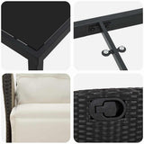 Set da Pranzo per Giardino con cuscino 7 pcs Nero polyrattan