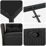 Set da Pranzo per Giardino con cuscino 7 pcs Nero polyrattan