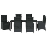 Set da Pranzo per Giardino con cuscino 7 pcs Nero polyrattan