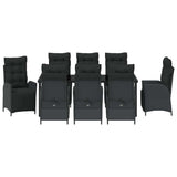 Set da Pranzo per Giardino con cuscino 9 pcs Nero polyrattan