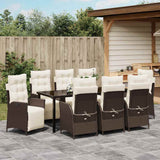 Set da Pranzo per Giardino con cuscino 9 pcs Marrone polyrattan