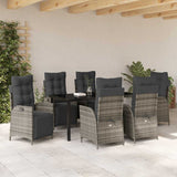 Set da Pranzo per Giardino con cuscino 7 pcs Grigio polyrattan