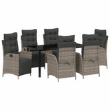 Set da Pranzo per Giardino con cuscino 7 pcs Grigio polyrattan