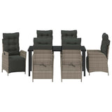 Set da Pranzo per Giardino con cuscino 7 pcs Grigio polyrattan