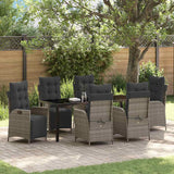 Set da Pranzo per Giardino con cuscino 7 pcs Grigio polyrattan