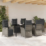 Set da Pranzo per Giardino con cuscino 7 pcs Grigio polyrattan