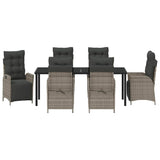 Set da Pranzo per Giardino con cuscino 7 pcs Grigio polyrattan