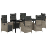 Set da Pranzo per Giardino con cuscino 7 pcs Grigio polyrattan