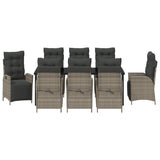 Set da Pranzo per Giardino con cuscino 9 pcs Grigio polyrattan