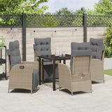 Set da Pranzo per Giardino con cuscino 5 pcs Beige polyrattan