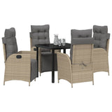 Set da Pranzo per Giardino con cuscino 5 pcs Beige polyrattan