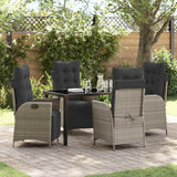 Set da Pranzo per Giardino 5 pcs Grigio chiaro polyrattan