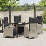 Set da Pranzo per Giardino 5 pcs Grigio chiaro polyrattan