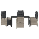 Set da Pranzo per Giardino 5 pcs Grigio chiaro polyrattan