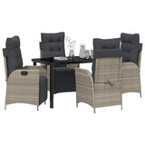 Set da Pranzo per Giardino 5 pcs Grigio chiaro polyrattan