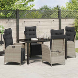 Set da Pranzo per Giardino 5 pcs Grigio chiaro polyrattan