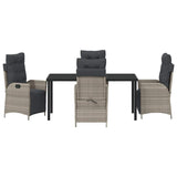 Set da Pranzo per Giardino 5 pcs Grigio chiaro polyrattan
