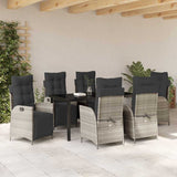 Set da Pranzo per Giardino 7 pcs Grigio chiaro polyrattan
