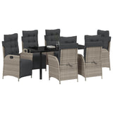 Set da Pranzo per Giardino 7 pcs Grigio chiaro polyrattan