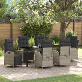 Set da Pranzo per Giardino 7 pcs Grigio chiaro polyrattan