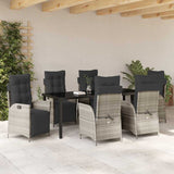 Set da Pranzo per Giardino 7 pcs Grigio chiaro polyrattan