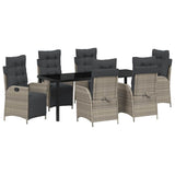 Set da Pranzo per Giardino 7 pcs Grigio chiaro polyrattan