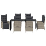 Set da Pranzo per Giardino 7 pcs Grigio chiaro polyrattan