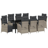 Set da Pranzo per Giardino 9 pcs Grigio chiaro polyrattan