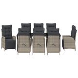 Set da Pranzo per Giardino 9 pcs Grigio chiaro polyrattan