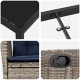 Set da Pranzo per Giardino 9 pcs Grigio e Nero Rattan