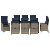 Set da Pranzo per Giardino 9 pcs Grigio e Nero Rattan