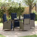 Set da Pranzo per Giardino 5 pcs Grigio e Nero Rattan