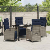 Set da Pranzo per Giardino 5 pcs Grigio e Nero Rattan