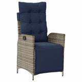 Set da Pranzo per Giardino 5 pcs Grigio e Nero Rattan