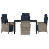 Set da Pranzo per Giardino 5 pcs Grigio e Nero Rattan
