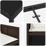 Set da Pranzo per Giardino 9 pcs Marrone polyrattan