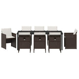 Set da Pranzo per Giardino 9 pcs Marrone polyrattan