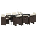 Set da Pranzo per Giardino 9 pcs Marrone polyrattan