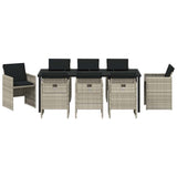 Set da Pranzo per Giardino 9 pcs Grigio chiaro polyrattan