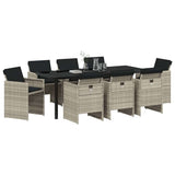 Set da Pranzo per Giardino 9 pcs Grigio chiaro polyrattan
