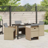 Set da Pranzo per Giardino 5 pcs Beige polyrattan