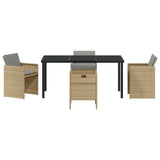 Set da Pranzo per Giardino 5 pcs Beige polyrattan