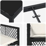 Set da Pranzo per Giardino 9 pcs Nero polyrattan