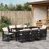 Set da Pranzo per Giardino 9 pcs Nero polyrattan
