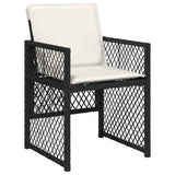 Set da Pranzo per Giardino 9 pcs Nero polyrattan