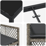 Set da Pranzo per Giardino 9 pcs Grigio polyrattan